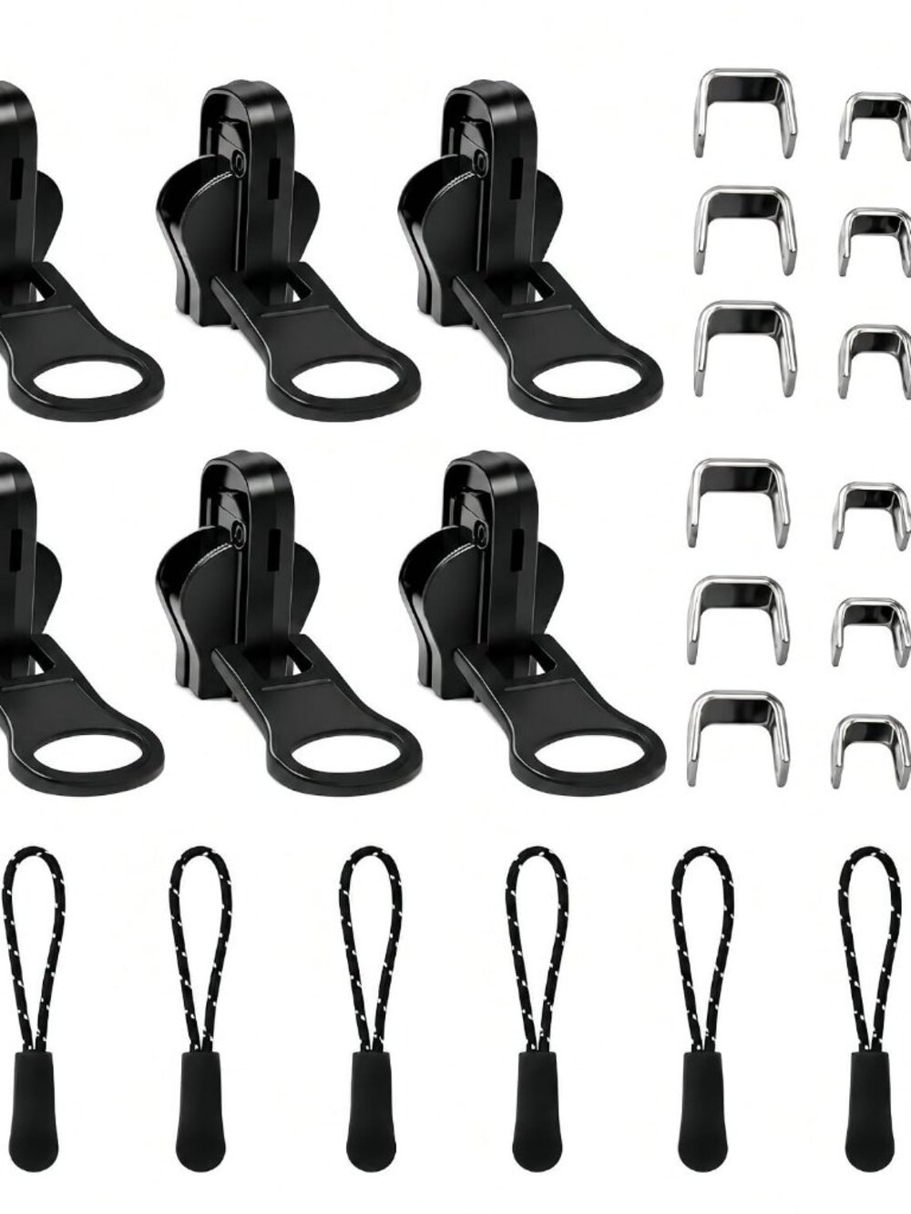 Universal Zipper Repair Kit - 3-Size Double-Sided Zippers Slider Replacement wit
